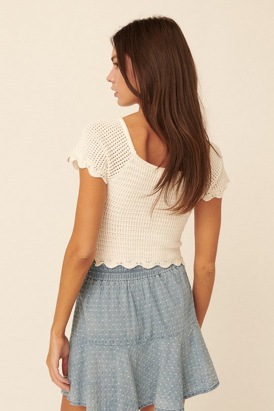 Ruffle Sweater Crop Top