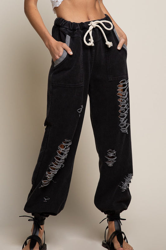 I'm Stressed Distressed Jogger Pants