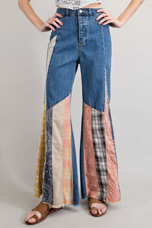 Denim Patchwork Bell Bottom