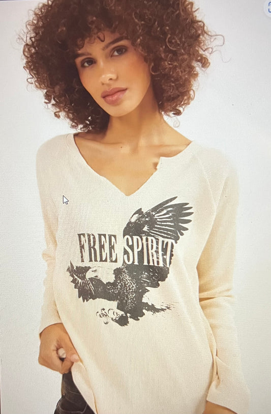 Free Spirit Waffle Knit Graphic Top