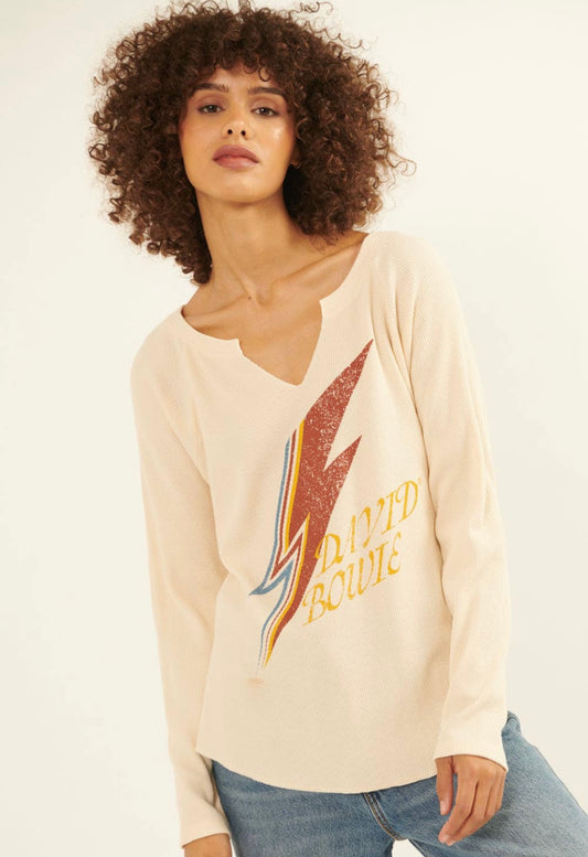 David Bowie Waffle Knit Graphic Top